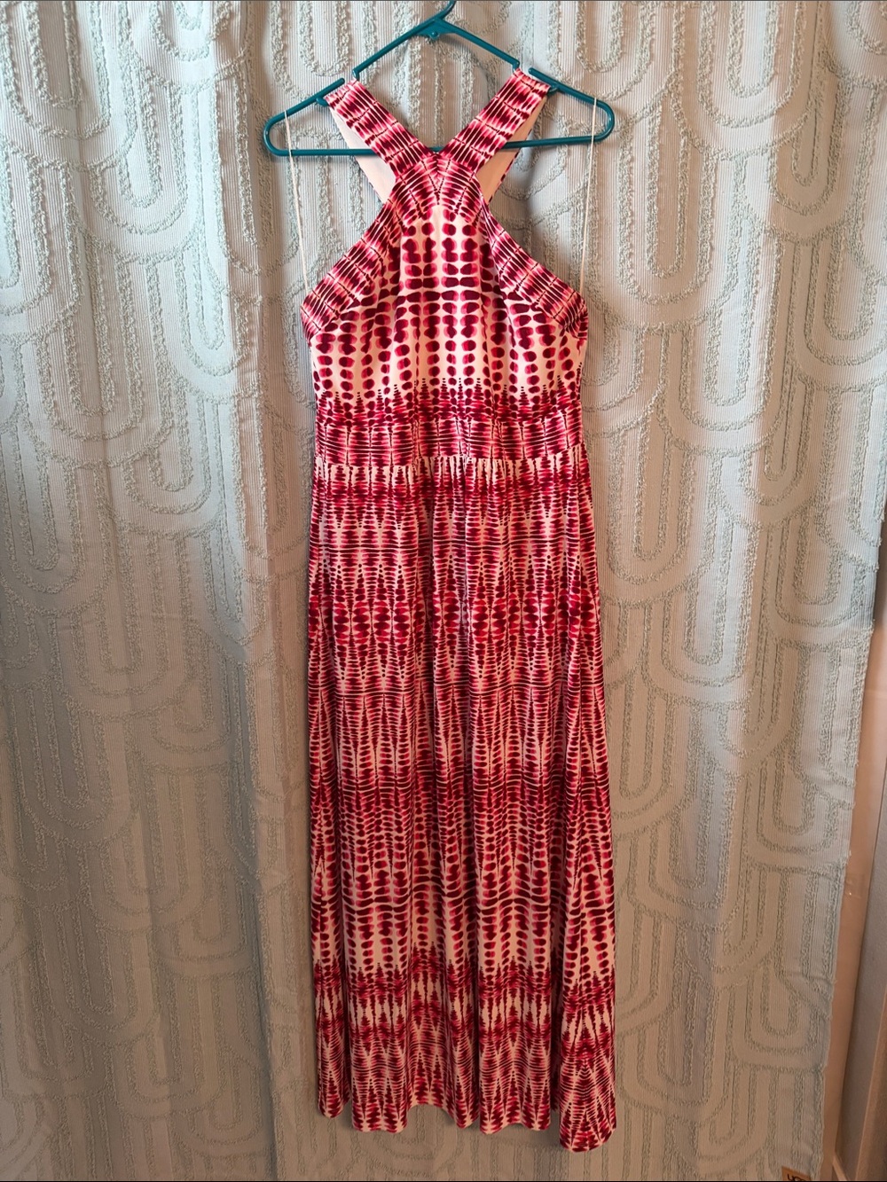 Crisscross Tie-Dye Maxi Dress in Bright Pink